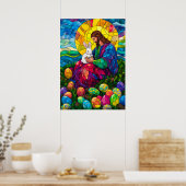 Happy Easter Jesus Bunny Egg Wall Art Poster (Keuken)