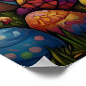Happy Easter Jesus Glas in lood Art Poster (Hoek)
