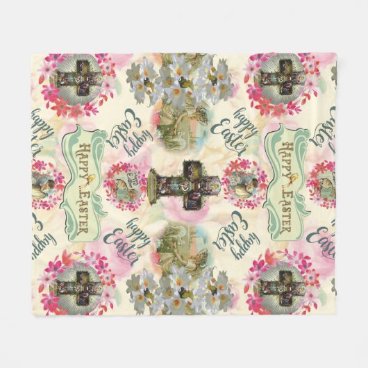 Happy Easter Jesus Resureccition Angel Wreaths Fleece Deken (Voorkant (Horizontaal))