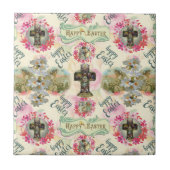 Happy Easter Jesus Resureccition Angel Wreaths Tegeltje (Voorkant)