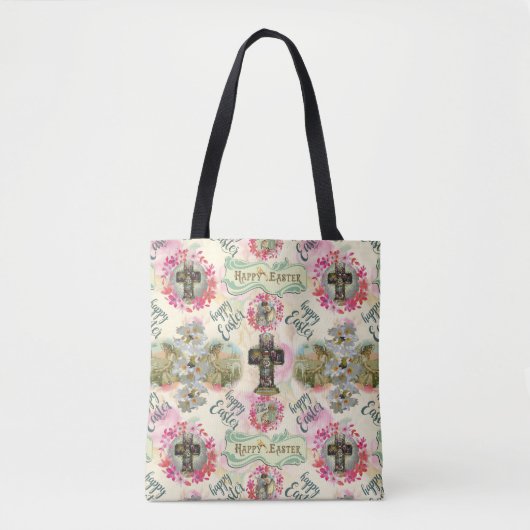 Happy Easter Jesus Resureccition Angel Wreaths Tote Bag (Voorkant)