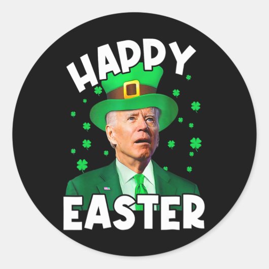 Happy Easter Joe Biden St Patricks Day Leprechaun Ronde Sticker (Voorkant)