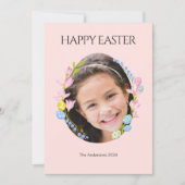 Happy Easter Kaart met Floral Photo Lijst (Voorkant)