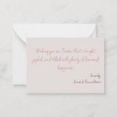 Happy Easter-kaart met wensen. Notitiekaartje (Achterkant)