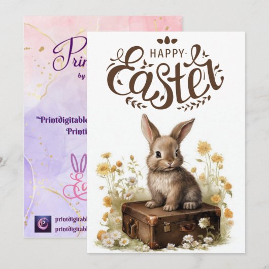 Happy Easter Kaart PDF (Voorkant / Achterkant)