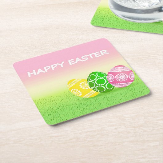 Happy Easter Kartonnen Onderzetters (Schuin)