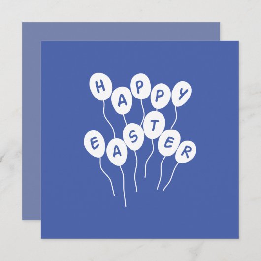 Happy Easter Key White en Blue Nice Ballons Feestdagenkaart (Voorkant / Achterkant)