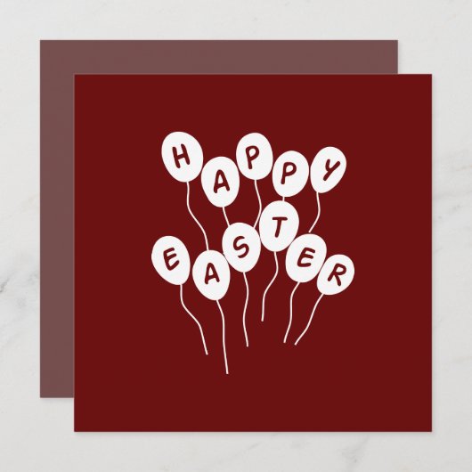 Happy Easter Key White en Bordeaux Nice Ballons Feestdagenkaart (Voorkant / Achterkant)