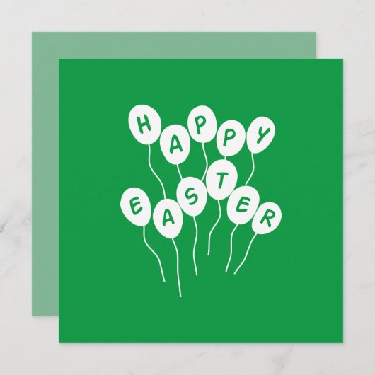 Happy Easter Key White en Green Nice Ballons Feestdagenkaart (Voorkant / Achterkant)