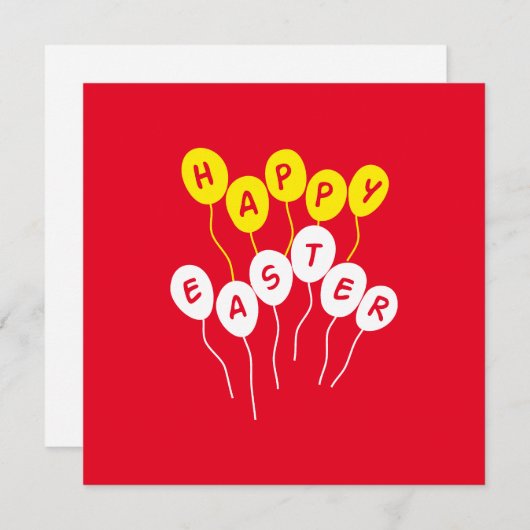 Happy Easter Key White en Yellow Nice Ballons Feestdagenkaart (Voorkant / Achterkant)