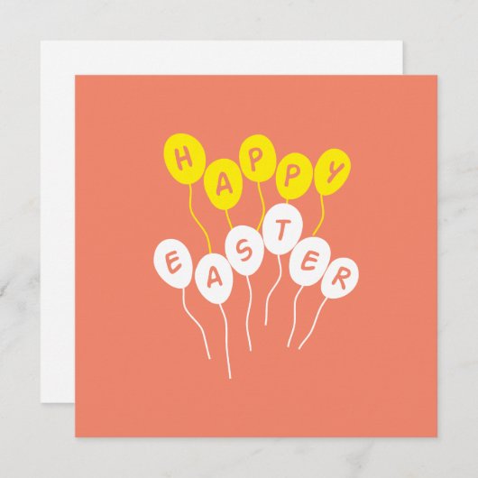 Happy Easter Key White en Yellow Nice Ballons Feestdagenkaart (Voorkant / Achterkant)