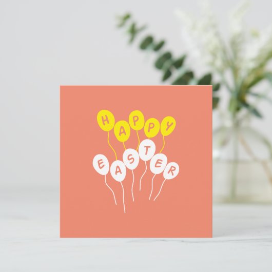 Happy Easter Key White en Yellow Nice Ballons Feestdagenkaart (Staand voorkant)