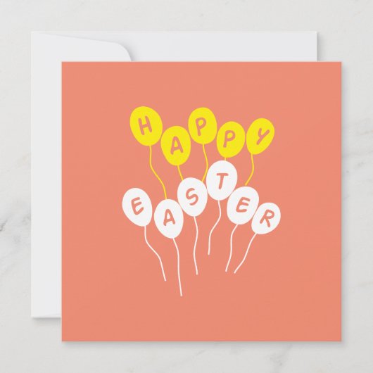 Happy Easter Key White en Yellow Nice Ballons Feestdagenkaart (Voorkant)
