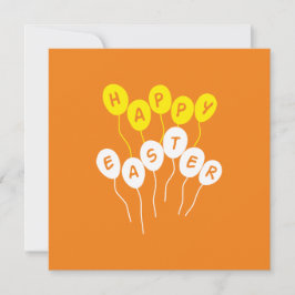 Happy Easter Key White en Yellow Nice Ballons Feestdagenkaart