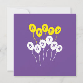 Happy Easter Key White en Yellow Nice Ballons Feestdagenkaart