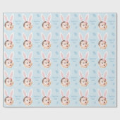 Happy Easter Kind Foto met Bunny Ears Cadeaupapier (Vlak)