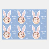 Happy Easter Kind Foto met Bunny Ears Pastel Inpakpapier Vel (Voorkant 2)