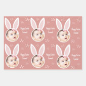 Happy Easter Kind Foto met Bunny Ears Pastel Inpakpapier Vel (Voorkant)