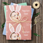 Happy Easter Kind Foto met Bunny Ears Pastel Inpakpapier Vel