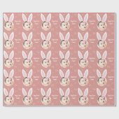 Happy Easter Kind Foto met Bunny Ears Roos Pink Cadeaupapier (Vlak)