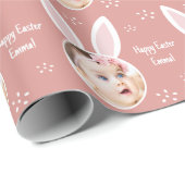 Happy Easter Kind Foto met Bunny Ears Roos Pink Cadeaupapier (Rol Hoek)