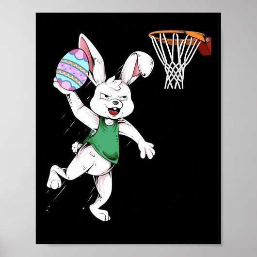 Happy Easter Kinder Boys Bunny Dunk Bysketbyll Eas Poster (Voorkant)