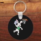 Happy Easter Kinder Boys Bunny Dunk Bysketbyll Eas Sleutelhanger (Voorkant)