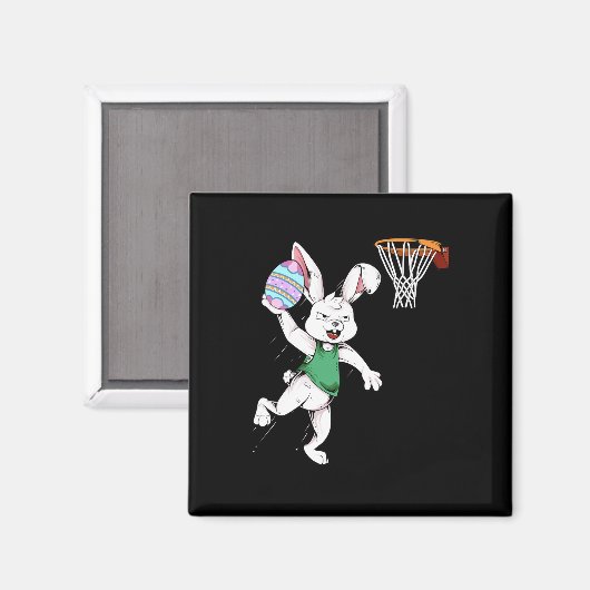Happy Easter Kinder Jongens Bunny Dunk Basketbal O Magneet (Voorkant / Achterkant)