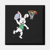 Happy Easter Kinder Jongens Bunny Dunk Basketbal O Magneet (Voorkant)