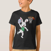 Happy Easter Kinder Jongens Bunny Dunk Basketbal O T-shirt (Voorkant)
