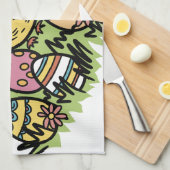 Happy Easter Kitchen Handdoeken: Feestelijk en leu Theedoek (Quarter Fold)