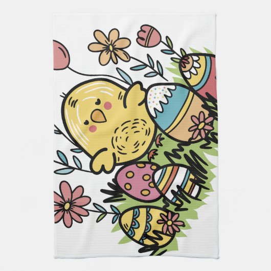 Happy Easter Kitchen Handdoeken: Feestelijk en leu Theedoek (Verticaal)