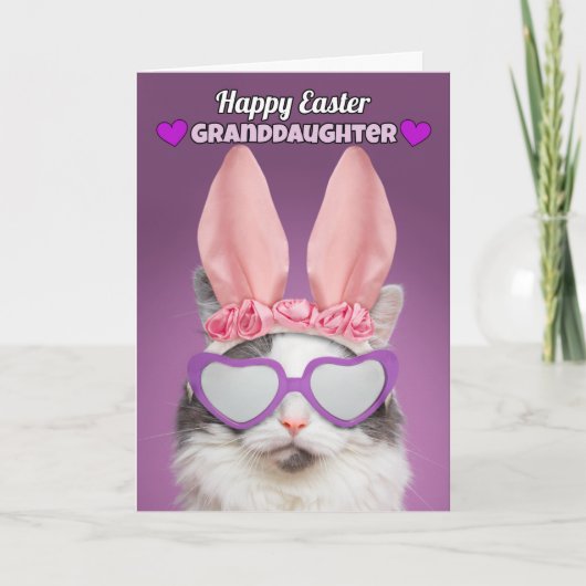 Happy Easter kleindochter Cat in Bunny Ears Humor Feestdagen Kaart (Voorkant)