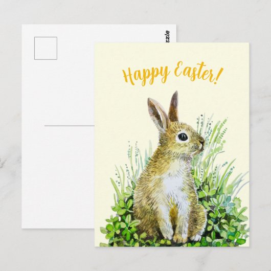 Happy Easter kleine konijn waterverf Briefkaart (Voorkant / Achterkant)