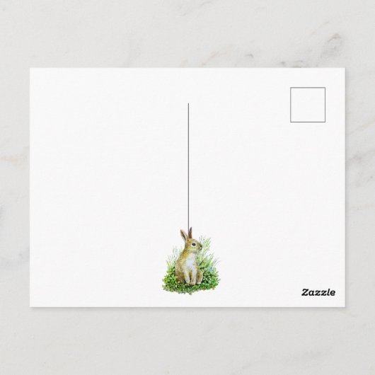 Happy Easter kleine konijn waterverf Briefkaart (Achterkant)