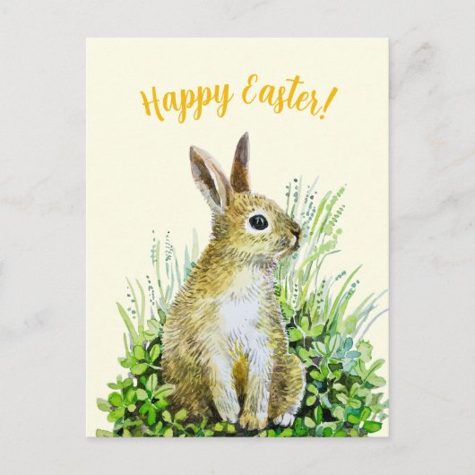 Happy Easter kleine konijn waterverf Briefkaart (Voorkant)