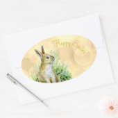 Happy Easter kleine konijn waterverf Ovale Sticker (Envelop)