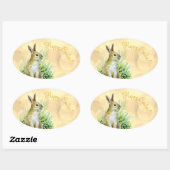 Happy Easter kleine konijn waterverf Ovale Sticker (Vel)