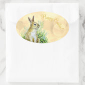 Happy Easter kleine konijn waterverf Ovale Sticker (Tas)