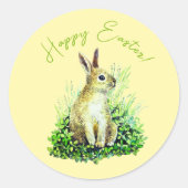 Happy Easter kleine konijn waterverf Ronde Sticker (Voorkant)