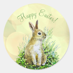 Happy Easter kleine konijn waterverf Ronde Sticker