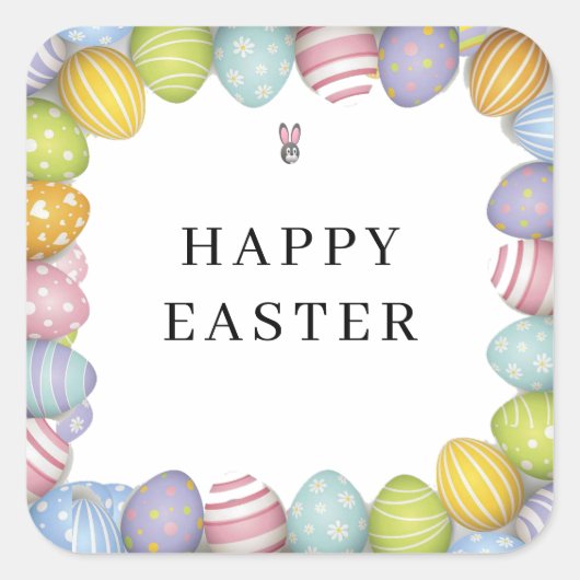 Happy Easter | Kleureieren Vierkante Sticker (Voorkant)