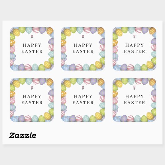 Happy Easter | Kleureieren Vierkante Sticker (Vel)