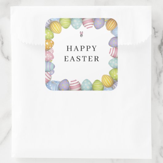 Happy Easter | Kleureieren Vierkante Sticker (Tas)