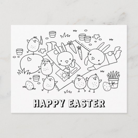 Happy Easter - Kleurrijk Briefkaart voor kinderen (Voorkant)