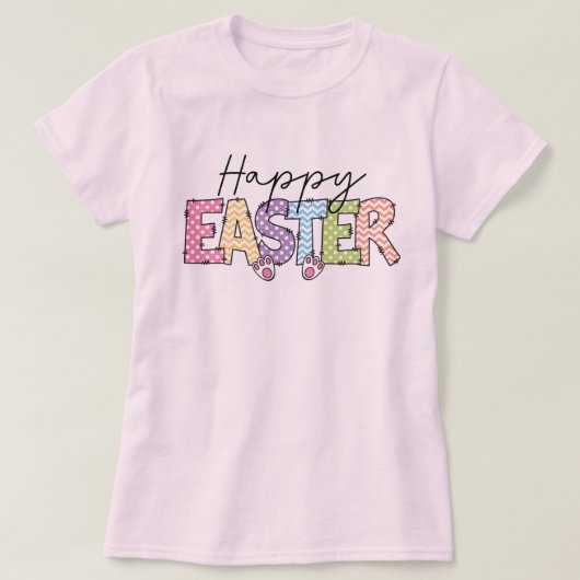 Happy Easter Kleurrijk Bunny Design T-shirt (Design voorkant)
