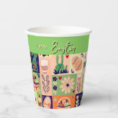 Happy Easter Kleurrijke Collage Papieren Bekers (Voorkant)