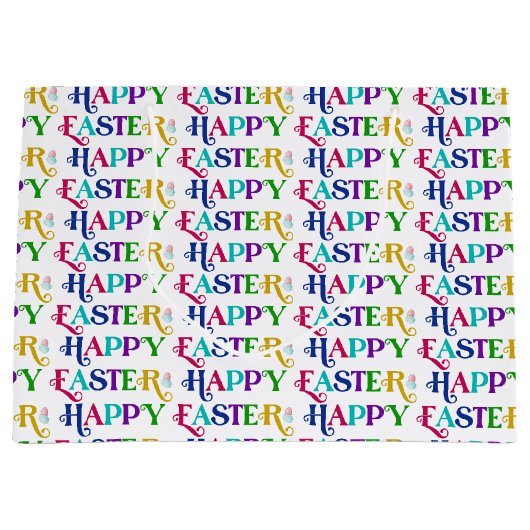 Happy Easter Kleurrijke grillige Retro Typografie  Groot Cadeauzakje (Voorkant)