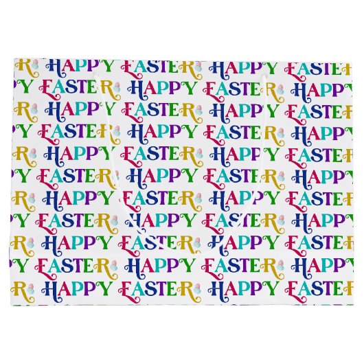 Happy Easter Kleurrijke grillige Retro Typografie  Groot Cadeauzakje (Achterkant)