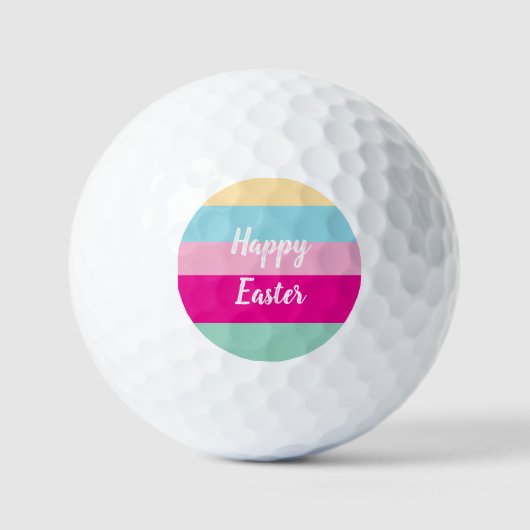 Happy Easter Kleurrijke Strepen Patroon Golfballen (Voorkant)